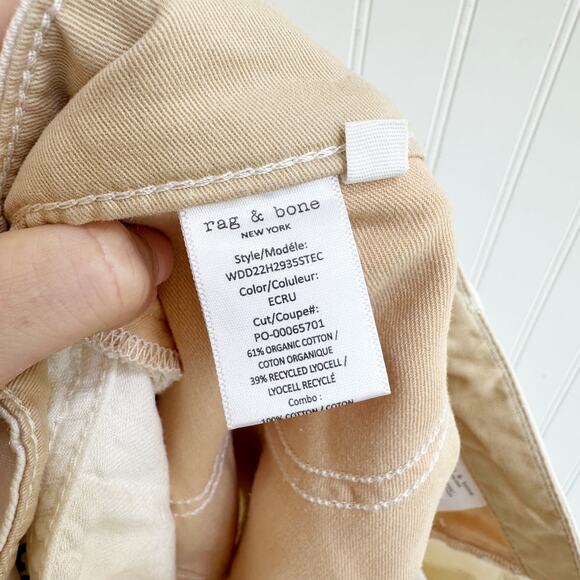 rag & bone Logan Featherweight Mid Rise Wide Leg Jeans Ecru White Cotton Size 25 - Picture 7 of 9